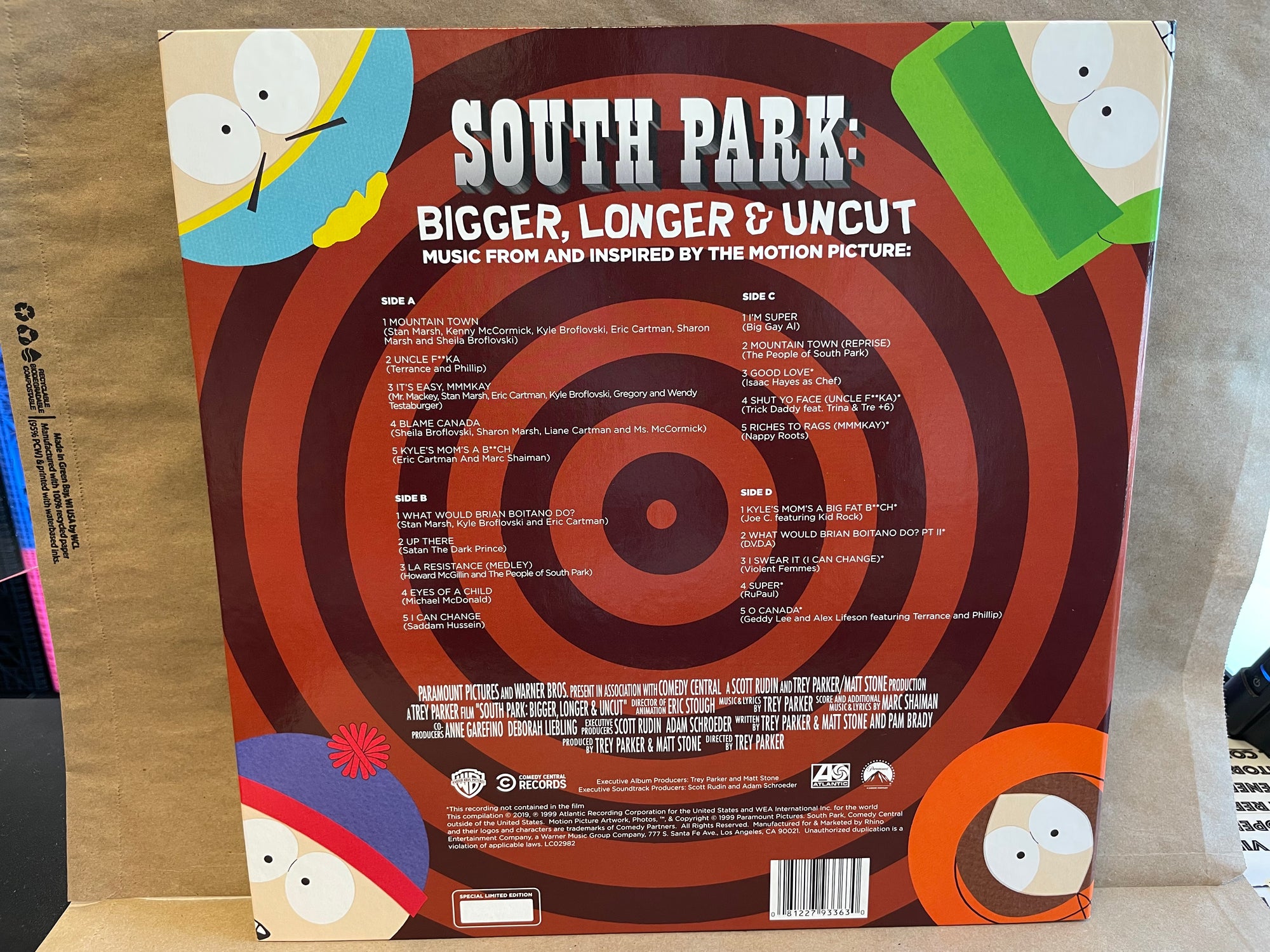 VARIOUS - SOUTH PARK: BIGGER LONGER & UNCUT (USED VINYL)